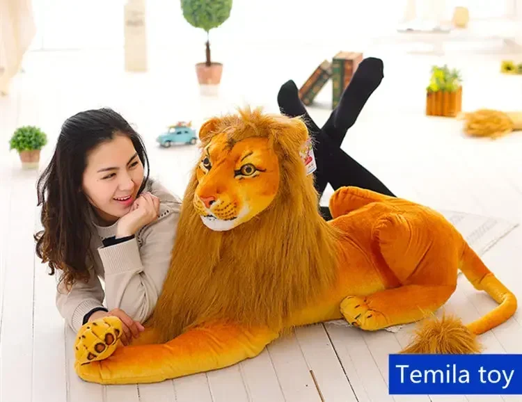 [Engraçado] grande 85cm leão rei adulto simba pelúcia boneca brinquedo simulação animal propenso leão modelo crianças criança melhor presente