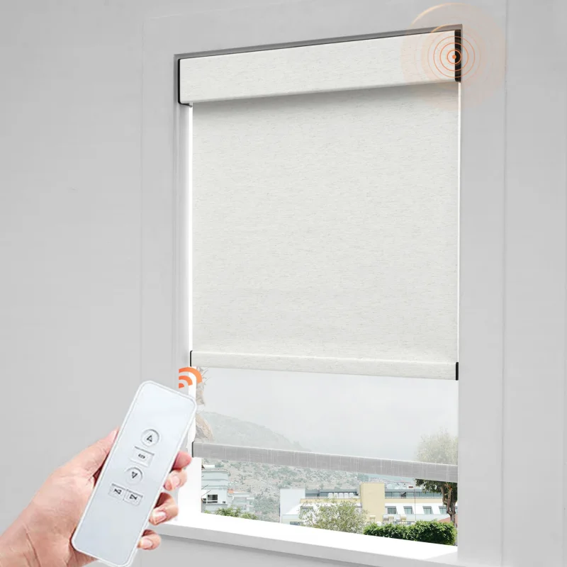 Custom Motorized Double Layer Roller Blinds Alexa Google Wifi Control Zigbee Motor USB Charge Smart Dual Roller Shade For Window