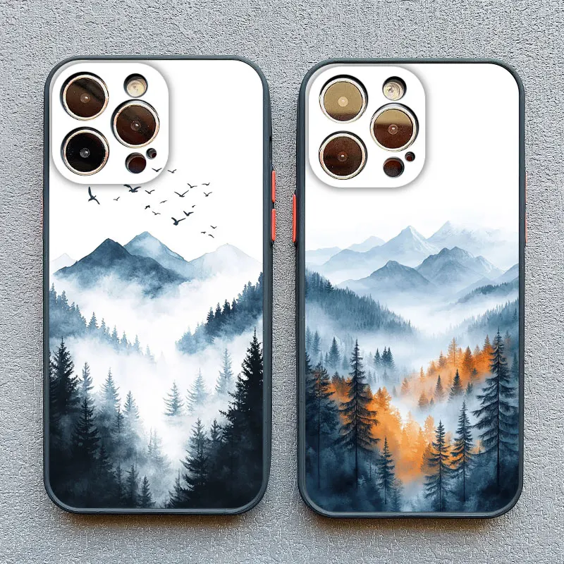 

Mountain Mist Nature Matte Phone Case for iPhone 16 15 14 Plus Pro Max 12 13 Mini 11 Pro Max XS XR X 7 8 SE2 Fundas Back Cover