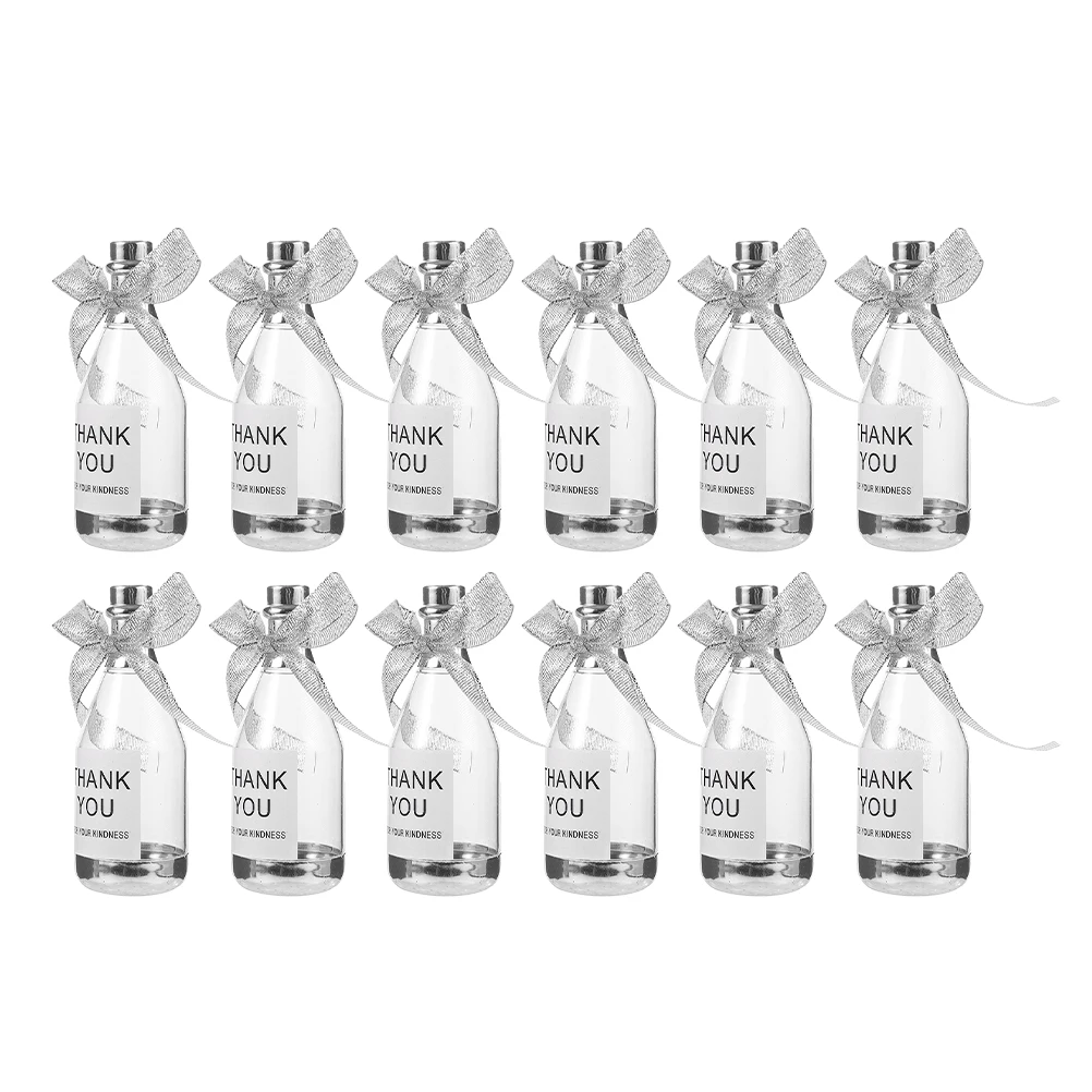 

12 Pcs Bottle Wedding Candy Box Containers Clear Case Wine Candies Packaging Bride Bottles with Lids