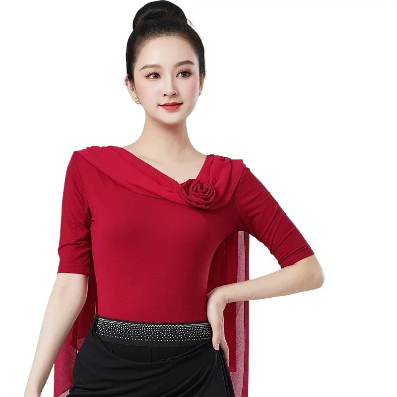 Latin Dance Top Comfortable and Versatile Figure-flattering Latin Training Wear for Women Dance Model Runway Practice Attire