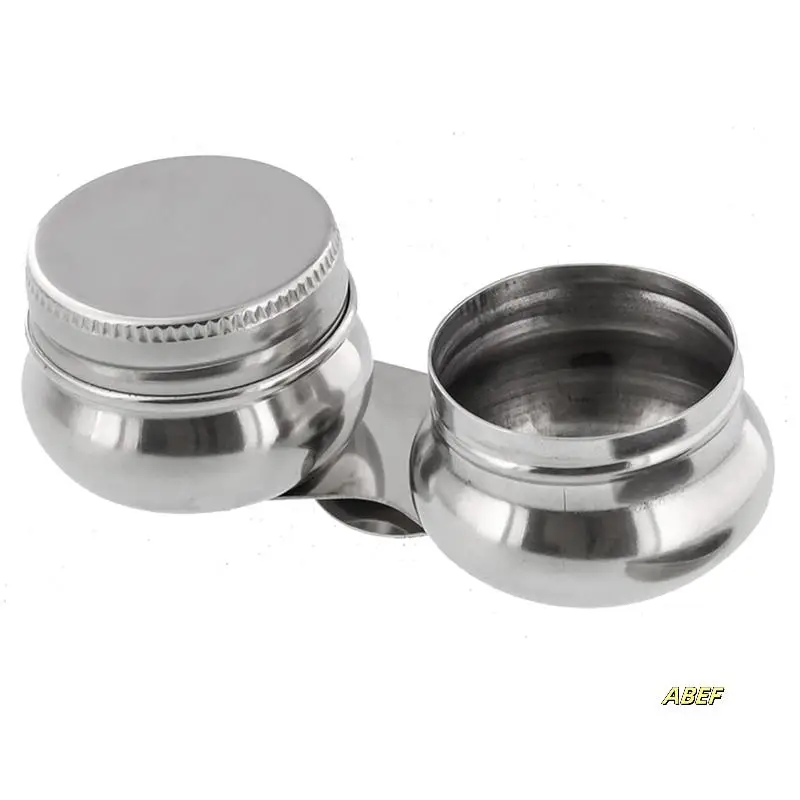 Taza de paleta con tapa, recipiente para pintura al óleo de doble cucharón de acero inoxidable, sin fugas, puede agitar paleta, paquete de 2