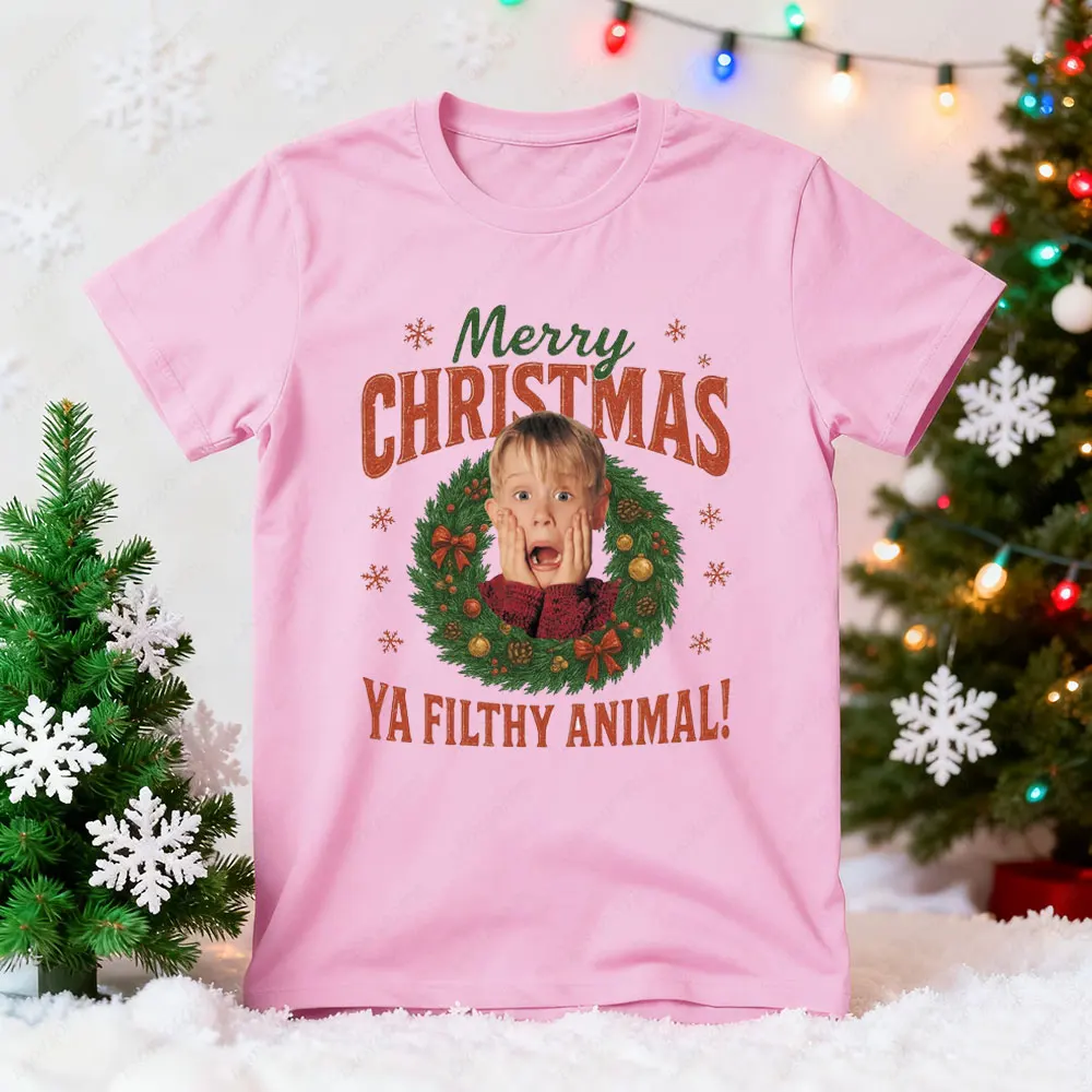 McCallister Home Alone النساء الرجال القطن تي شيرت عيد ميلاد سعيد الصيف قميص أعلى هدية الكريسماس عيد الميلاد فيلم قمم تي شيرت #4