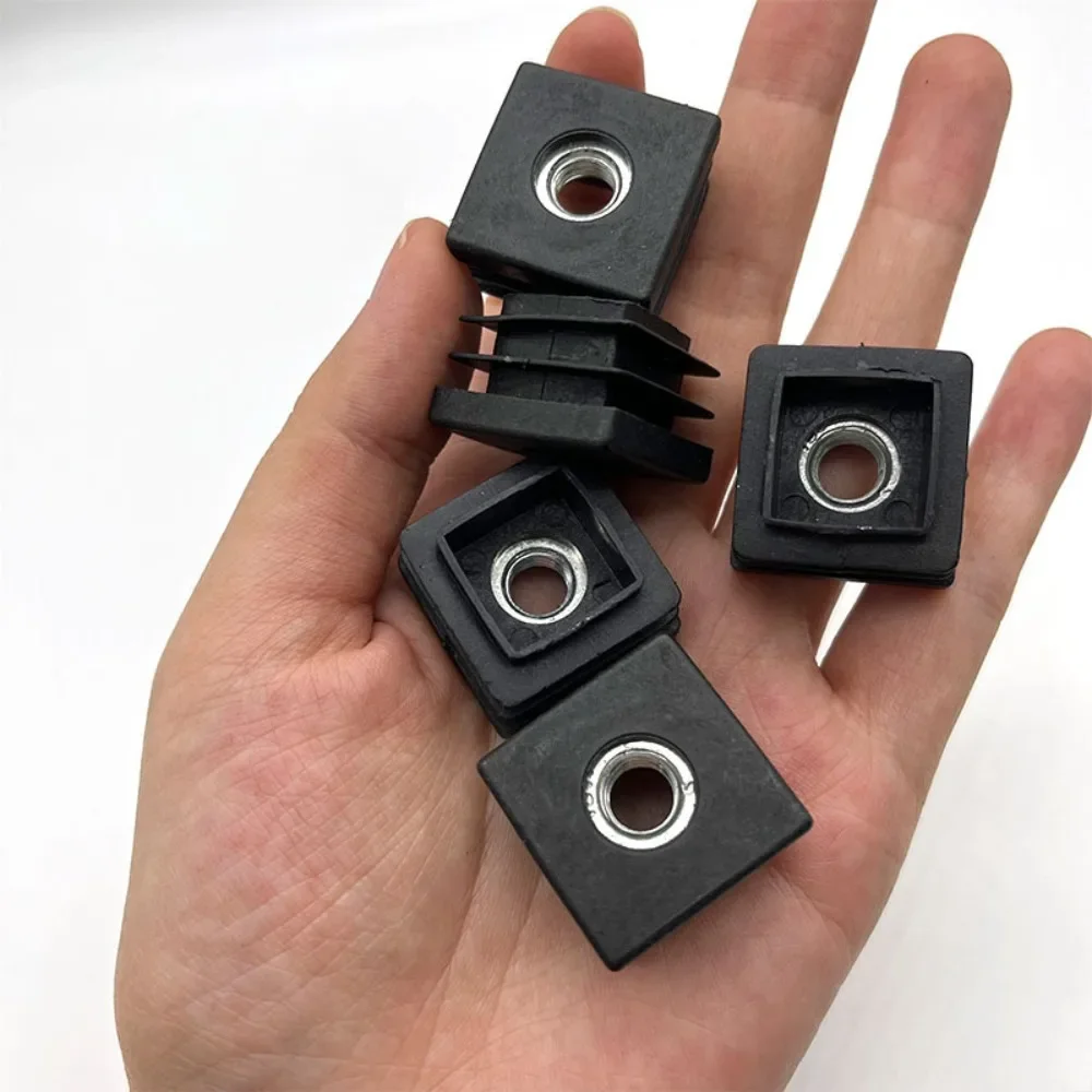 

Inserts for Square Tubes with M8*25 Thread Square Black Adjustable Plastic Plug Caster Insert Chair End Caps Furniture Leg Plug