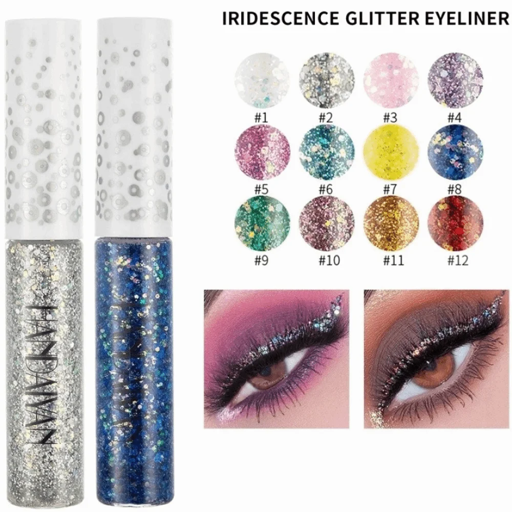 New 12 Colors Liquid Eyeliner Quick Dry Pearl Shimmer Glitter Eyeliner Shiny Pigment Durable Colorful Eyeliner for Beauty Makeup