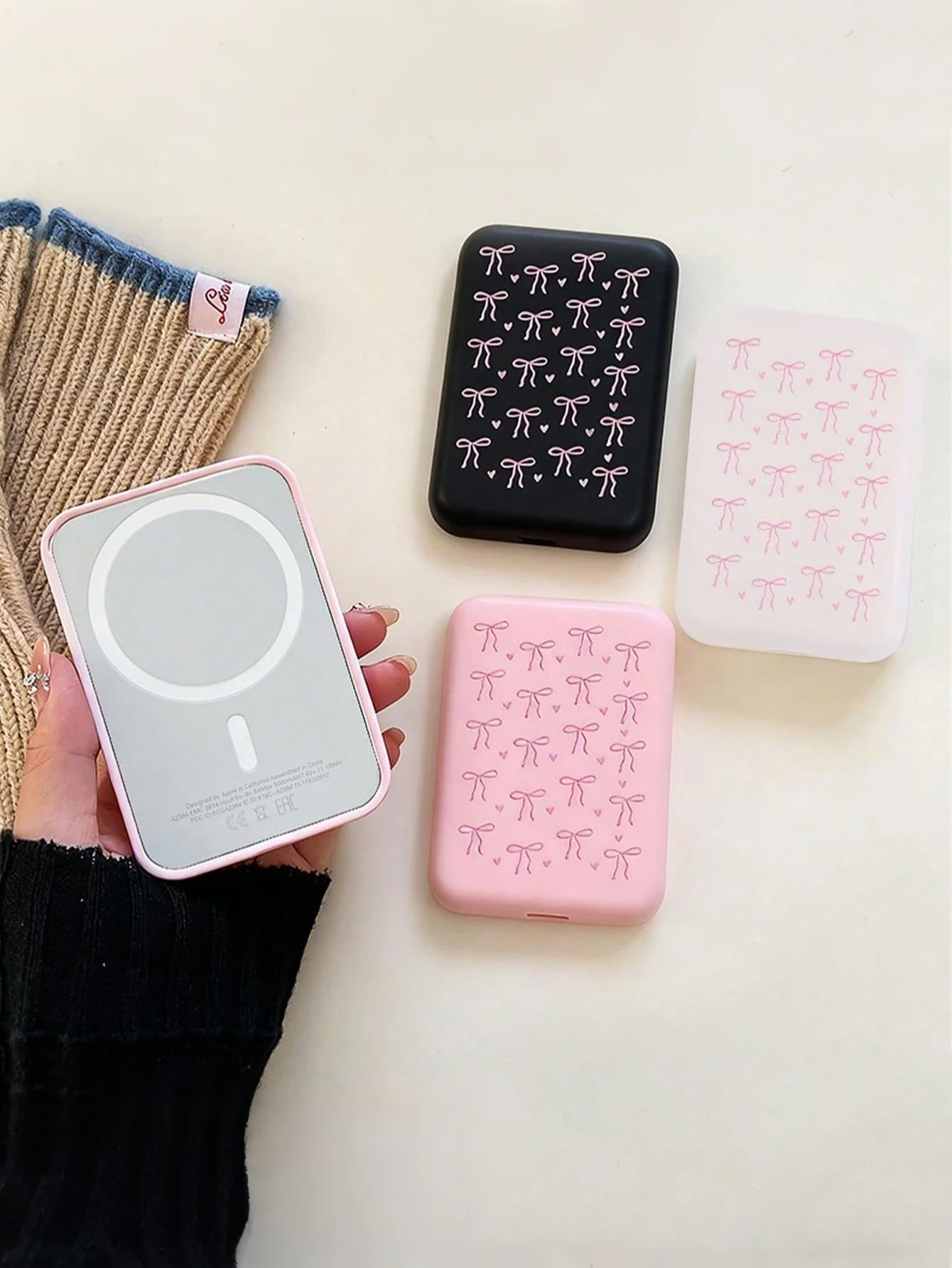 Cute Bowknot Magnetic Wireless Charging Power Bank Protective Case - Soft Tpu Anti-Drop Protective Cover, Suitable for iPhone 18/17/16/15/14 Series, Matte Finish, Perfect Gift for Women (Only Includes the Case, Battery Not Included)