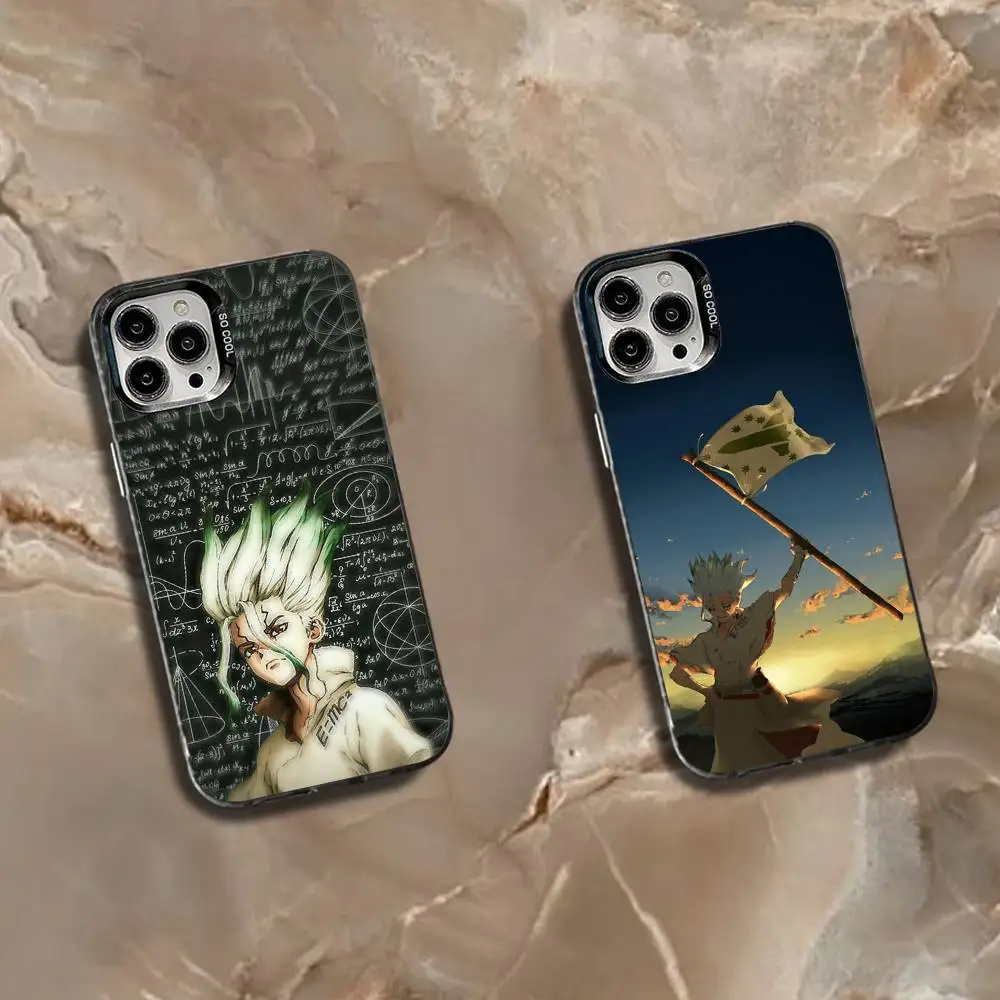 

D-Dr Stone Phone Case For iPhone 16,15,14,13,12,11,Mini,Pro,SE,MAX White Matte Shockproof Cover