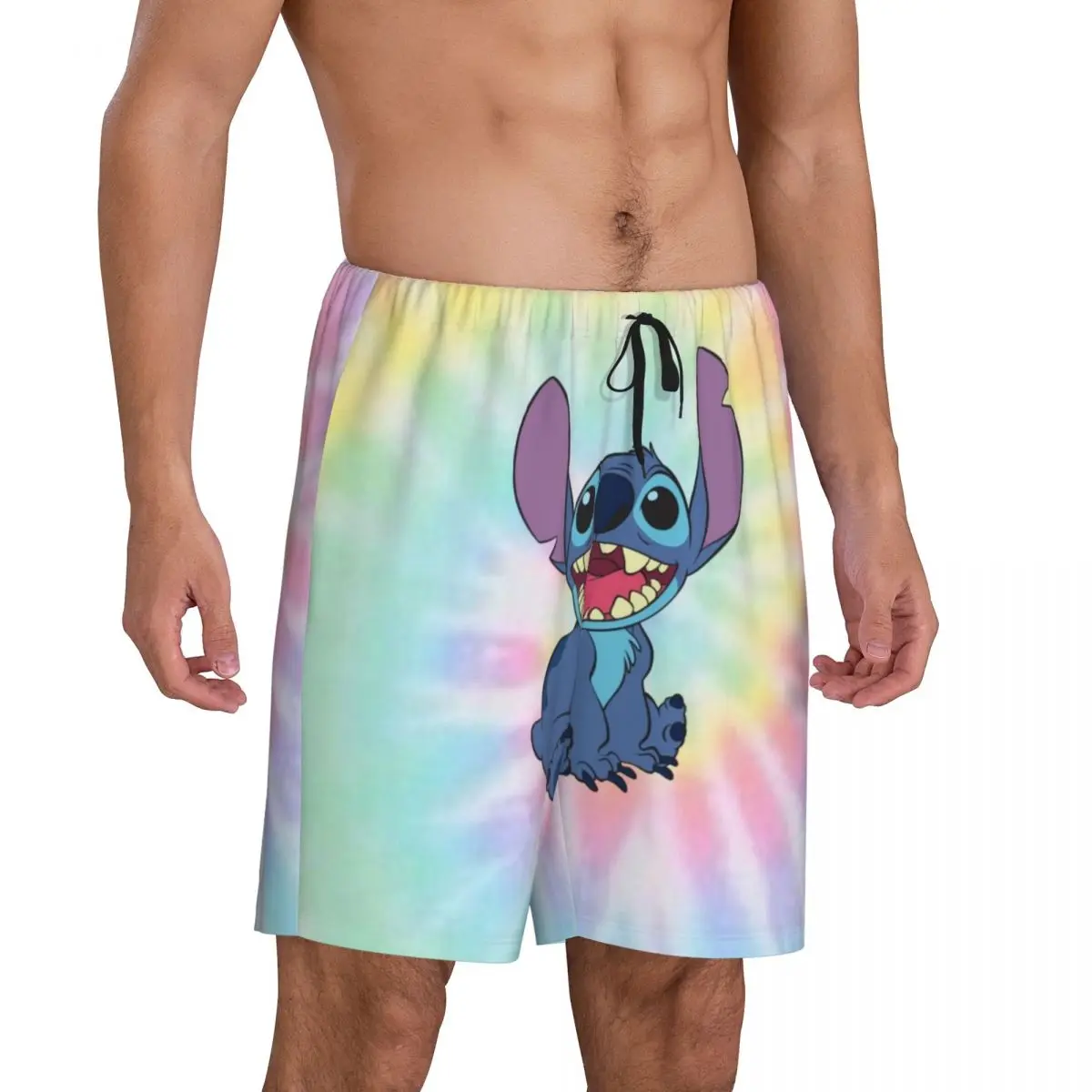 Custom Men's Colorfull Lilo Stitch Cartoon Anime Manga Pajama Shorts Print Sleep Pjs Sleepwear Bottoms with Pockets