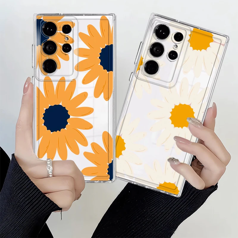 Minimalist Sunflower Case for Samsung Galaxy S26 S22 FE Note 20 Ultra 10 S20 Plus S21 S24 S23 Ultra S25 Edge Phone Cover 
