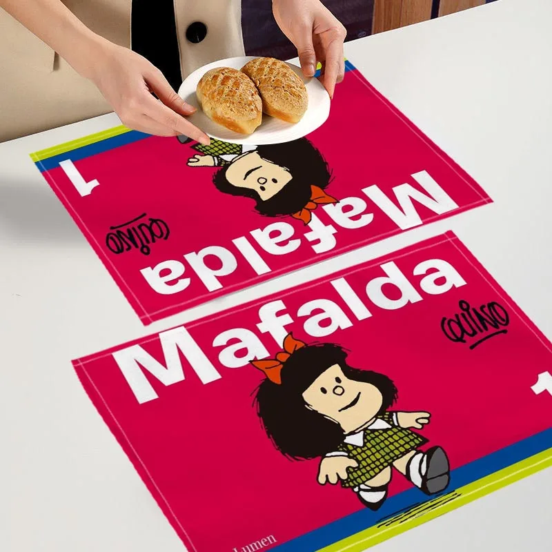 2PC Mafalda Beautiful Girl Placemat For Kitchen Bar Bowl Pad Non-slip Heat Resistant High Quality Linen Table Mat 7.24WJY