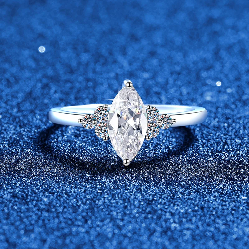 Exquisite Moissanite PT950 Platinum 1 Carat Marquise Luxury Ring for Women, upgrade overall fashion and delicate texture