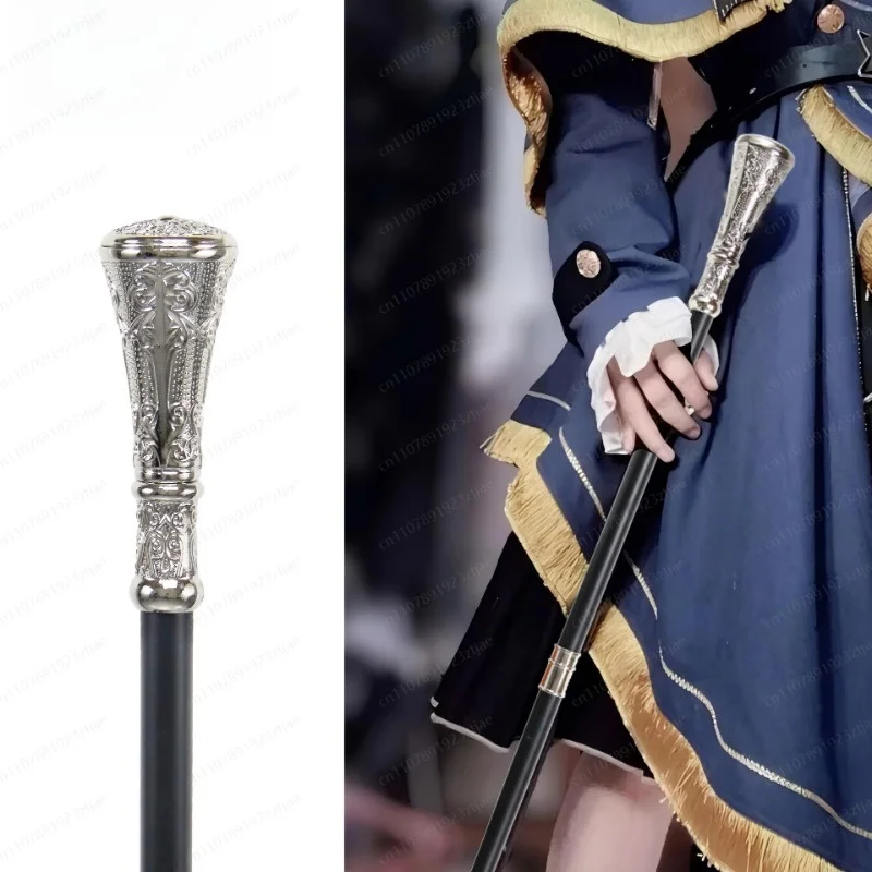 White Round-Head Vintage Walking Stick – Cosplay Photo Prop & Stage Staff for Women