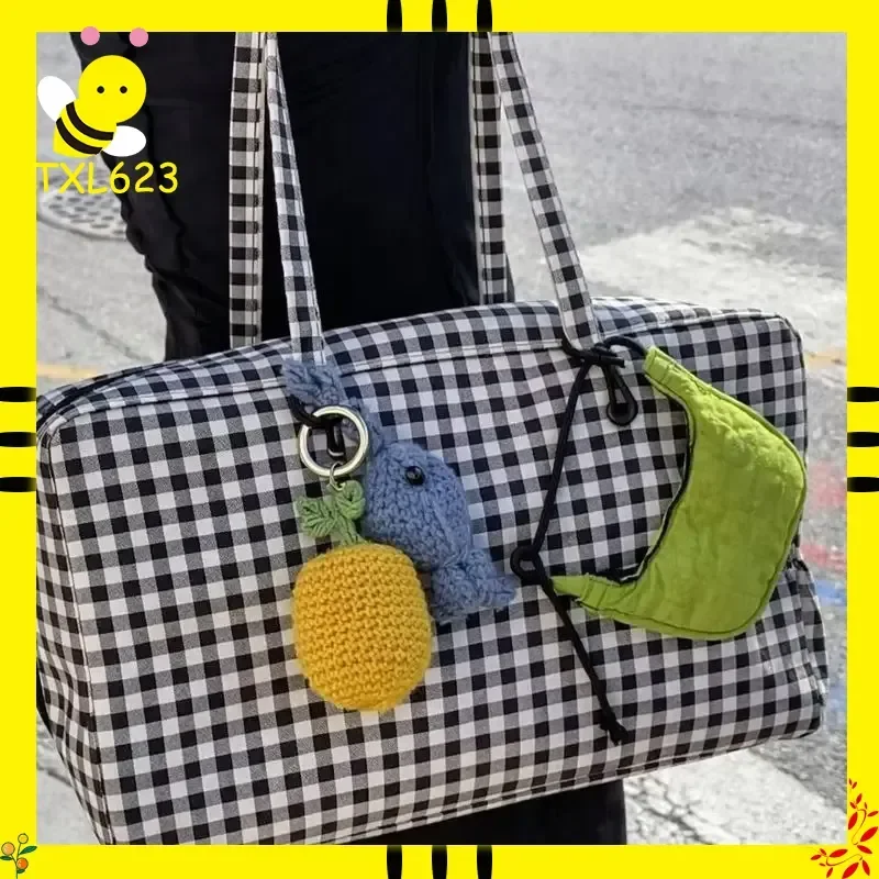 In Stock 2026 New American Large Capacity Square Shoulder Bag Nylon Canvas Tote Handbag Daily Commute Travel Storage Bowling Bag