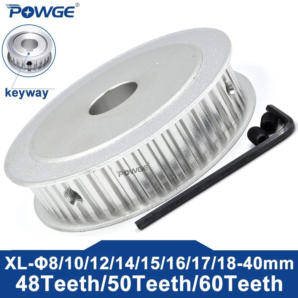 POWGE 60 50 48 teeth XL Timing Pulley Bore 8/10/12/14/15/16/17/18/19/20/22/24/25/30/35/40mm for Belt width 10/15mm 48T 50T 60T