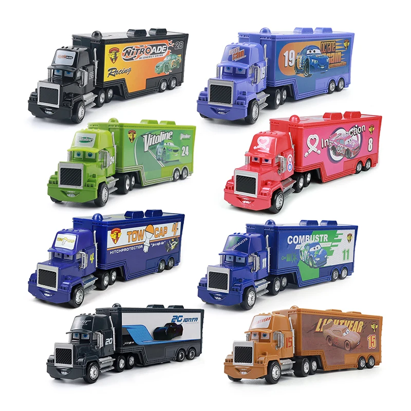 Image of Pixar Cars Truck Storm Jackson Modellauto 1/55 Druckguss-Container-LKW Rennspielzeug Kindergeburtstagsgeschenke Sammlerstücke