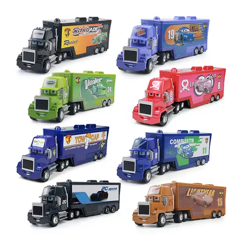 Pixar Cars Truck Storm Jackson Model Car 1/55 Die Casting Container Trucks Racing Toys Children's Birthday Gifts Collectibles