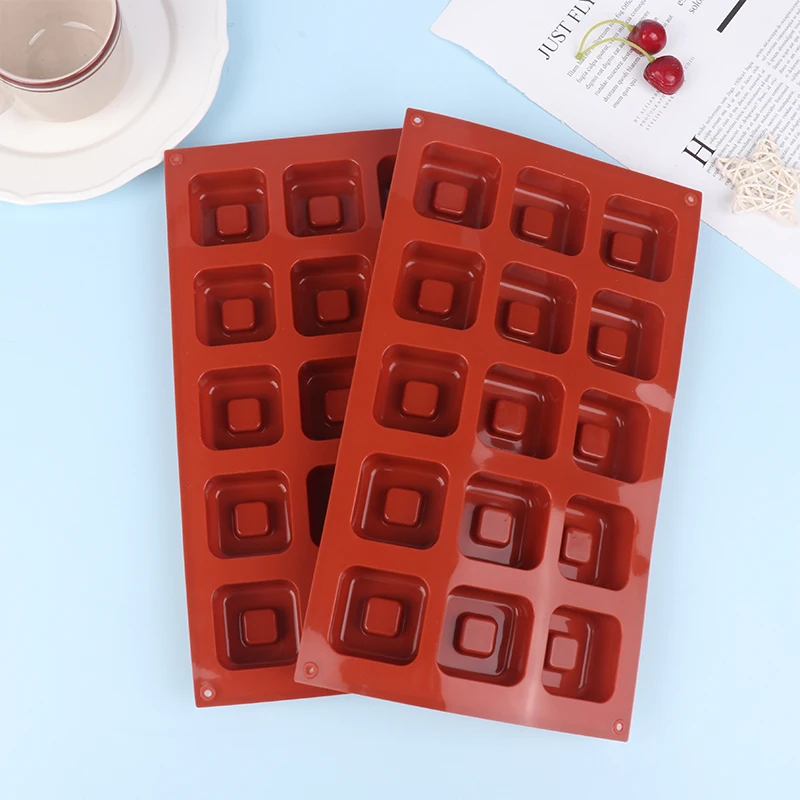 1 PC 15Cavity Square Silicone Mold DIY Cake Baking Jelly Pudding Chocolate Mould Ice Cube Muffin Cupcake Biscuit Bake Tray