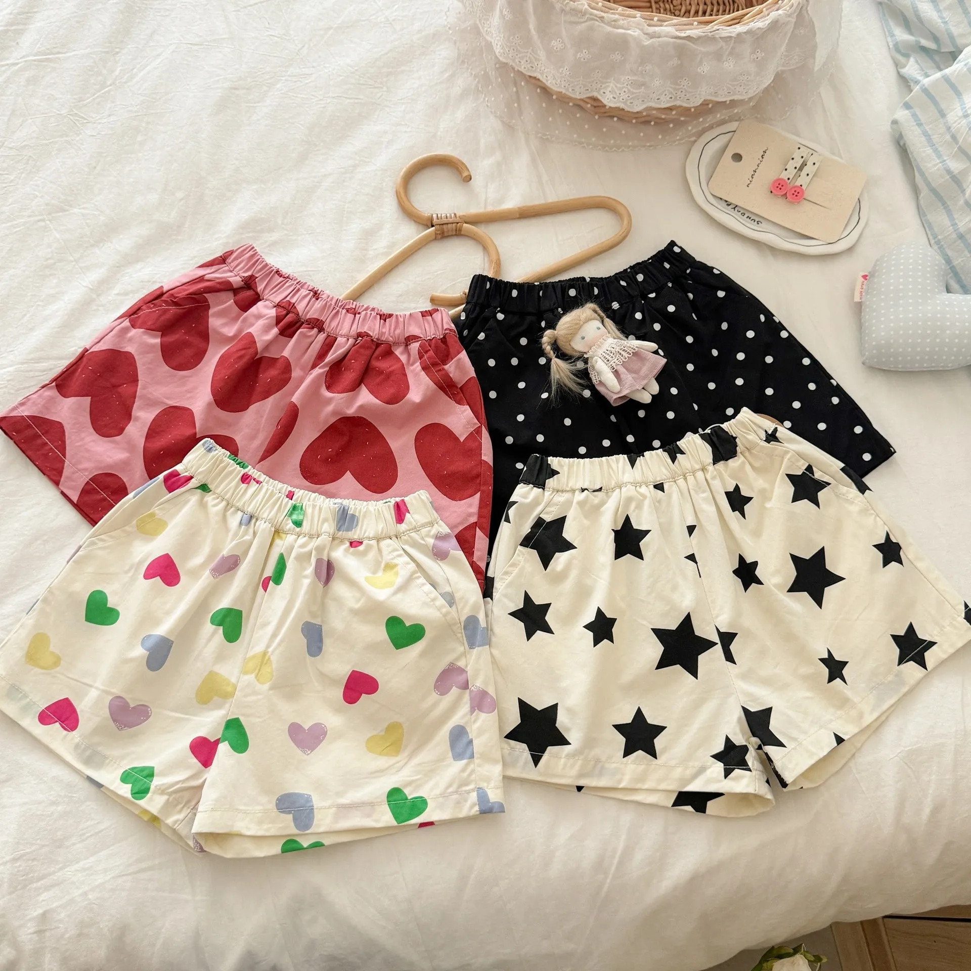 2026 Summer New Kids Girls Full Printed Thin Five Inch Shorts Fashionable Casual Outdoor Daily Wear Shorts for Baby Girls