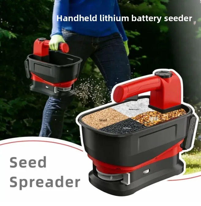 Portable Electric Spreader for Seed Fertilizer Corn Grass Handheld Automatic Feeder