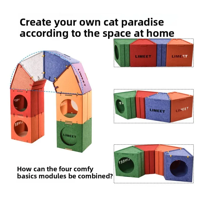 Colorful Triangle Cat Tunnel Felt Modular Multifunctional Cat Climbing Frame Multi-layer Cat Nest Channel Drilling Climbing Toy