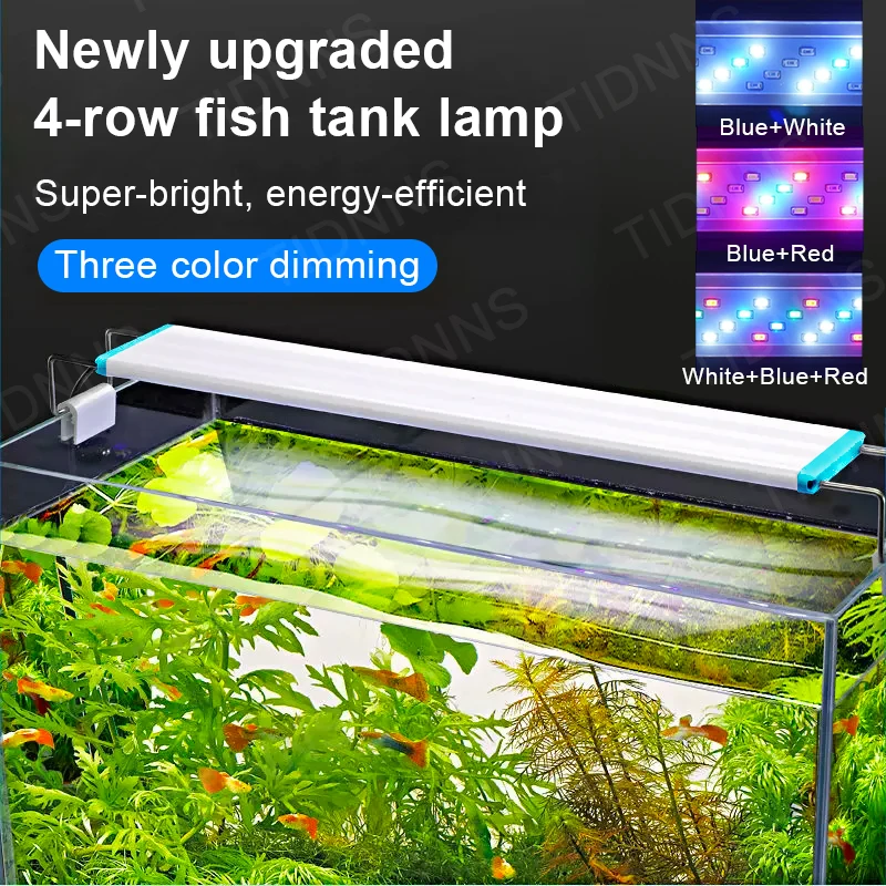 Super Slim LED Aquarium Lighting rgb Aquatic Plant Light 18-58CM Extensible Waterproof Clip for Fish Tank 90-260V Color Lights