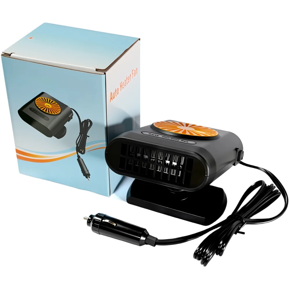 Auto Windshield Defogger Portable 12V 200W Car Heater with 80 Degree Tilt and 360 Degree Rotate Fan for Winter