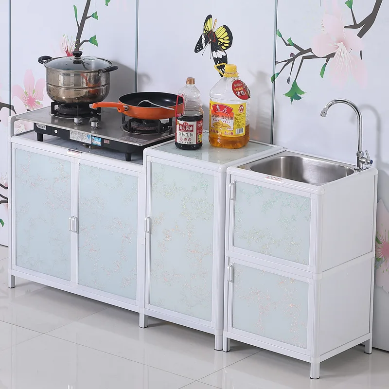 Simple cabinet Stainless steel sink cabinet for rental kitchen stove Multifunctional kitchen cabinet
