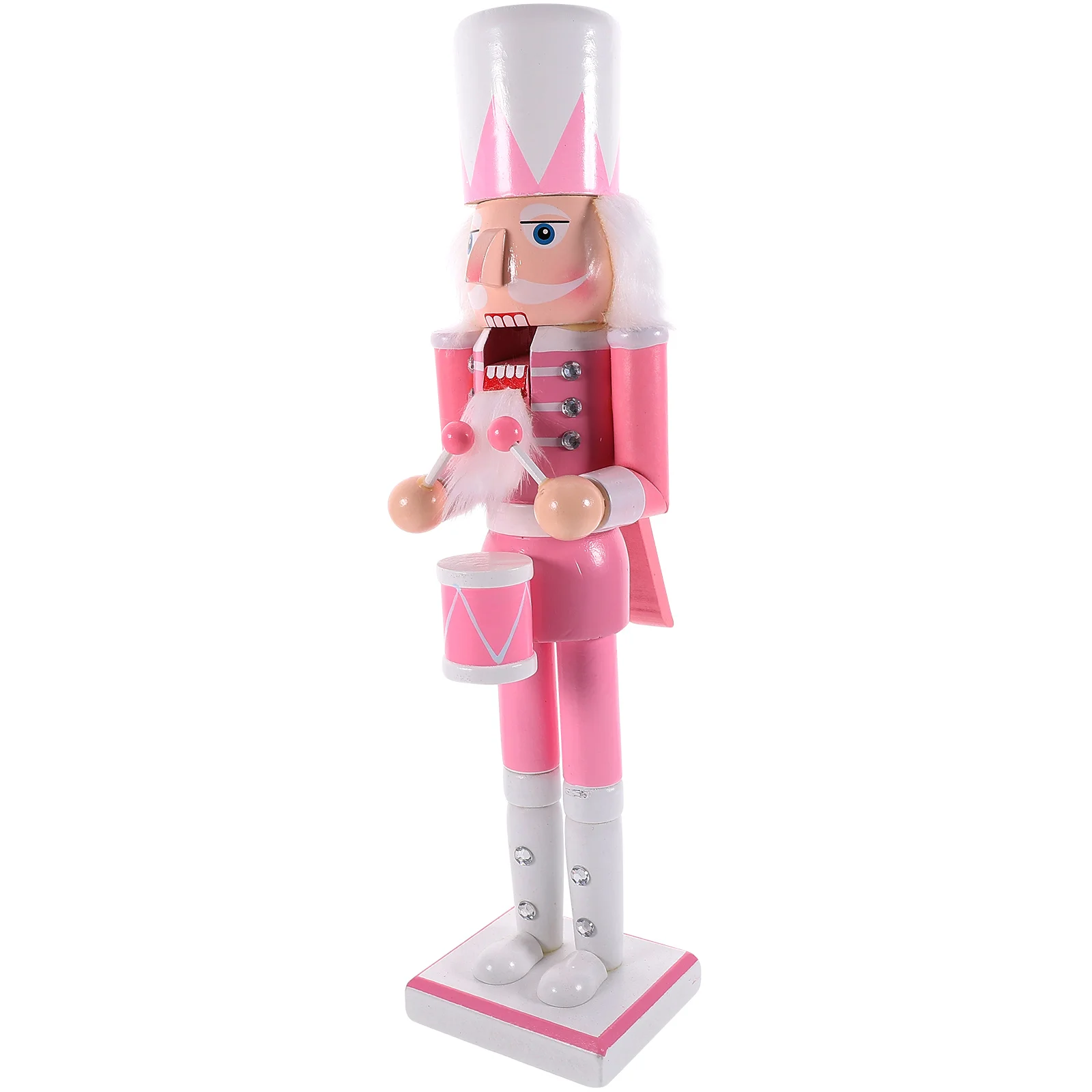 

Pink Wooden Ornament 38CM Christmas Home Decor Xmas Gift Hand Christmas Nutcracker Painted Gift Idea Desktop Xmas Model