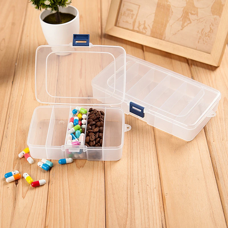 Clear 5/6-grid Portable Plastic Hair Clips Jewelry Storage Box Accessories Organizer Household Travel Supplies With Dust Proof