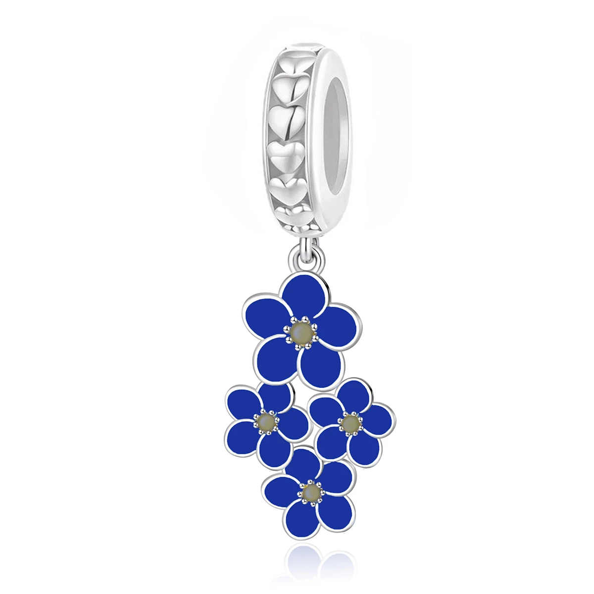 Pan Charms Klein Blue Flower Garden Pendant Fit Original Bracelet Jewelry Spring Thanksgiving Christmas Valentine MotherGift Her