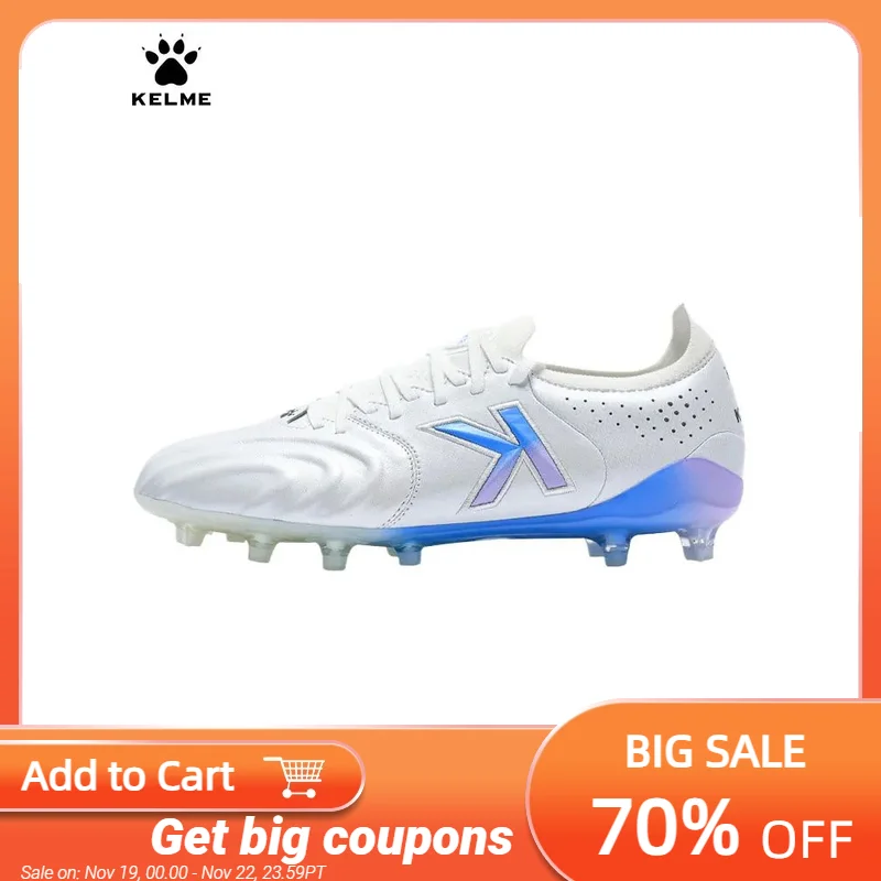 Kelme Football Shoes Men's Holy Grail 1.5 Kangaroo Leather Agfg Adult Game Mixed Nail Professional Training Soccer Shoes Grass