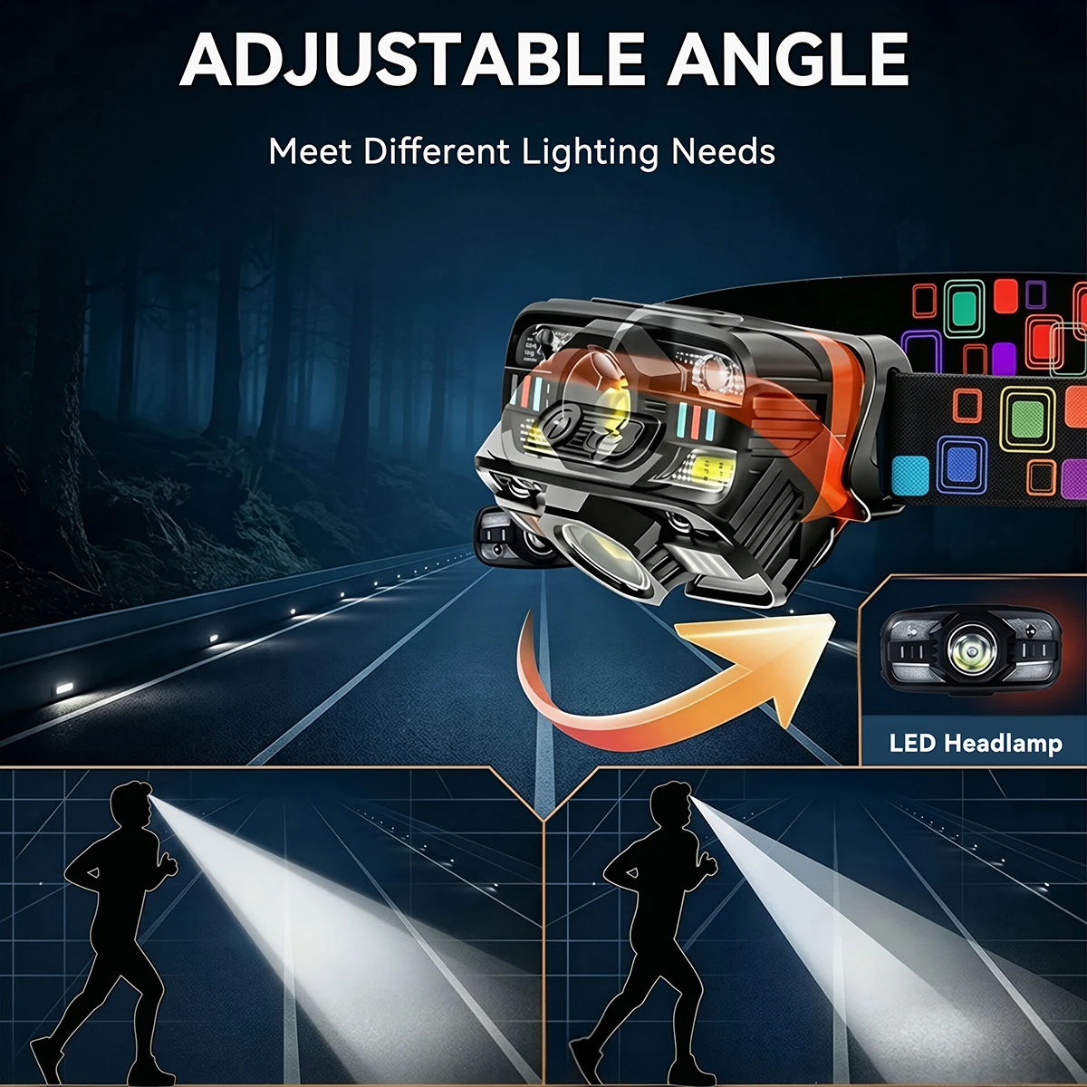 USB Rechargeable LED Headlamp 6 Modes Wave sensor Portable Lights Built in Battery Fishing HeadLight Outdoor Camping Lantern