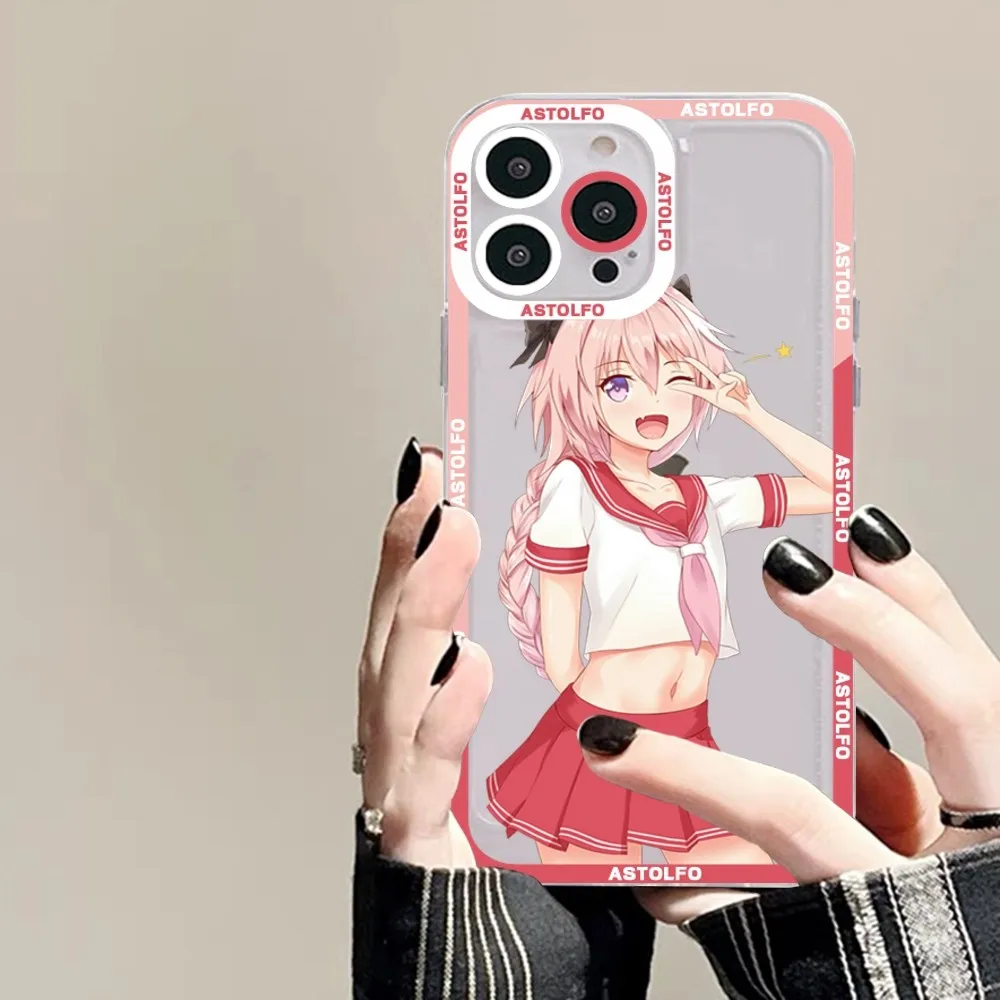 Astolfo Anime Girl Phone Case For iPhone 16 15 13 14 Pro Max XS XR 12 11 Pro 13 Soft Clear Back Cover