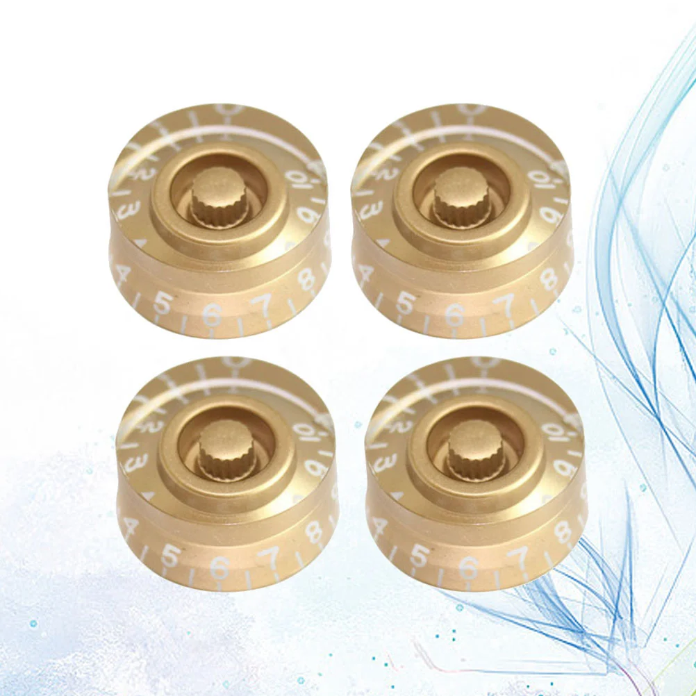 

4 PCS/ Set Round Guitar Knobs Volume Tone Control Knobs Rotary Knobs for Style Electric Guitar Parts Replacement (Golden)