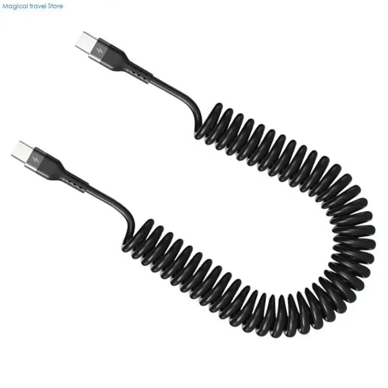 N2UB Heavy Duty PVC Charging Cord 120W Super Fast Two Type C Spring Cable