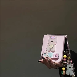 Cute Bracelet Dog Hair Clip Holder Case For Samsung Galaxy Z Flip 6 5 4 3 for Motorola Razr 40 50 Ultra Xiaomi Mix Flip Cover