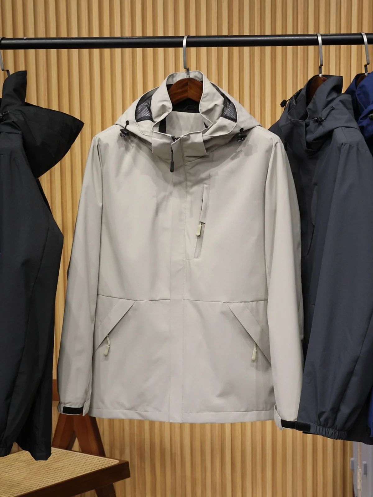 

Men's Hooded Jaet Breathable Spor Casual Outerwear Autumn New Sle Waterproof Faion Urban Stand Fit Long Sve Coat