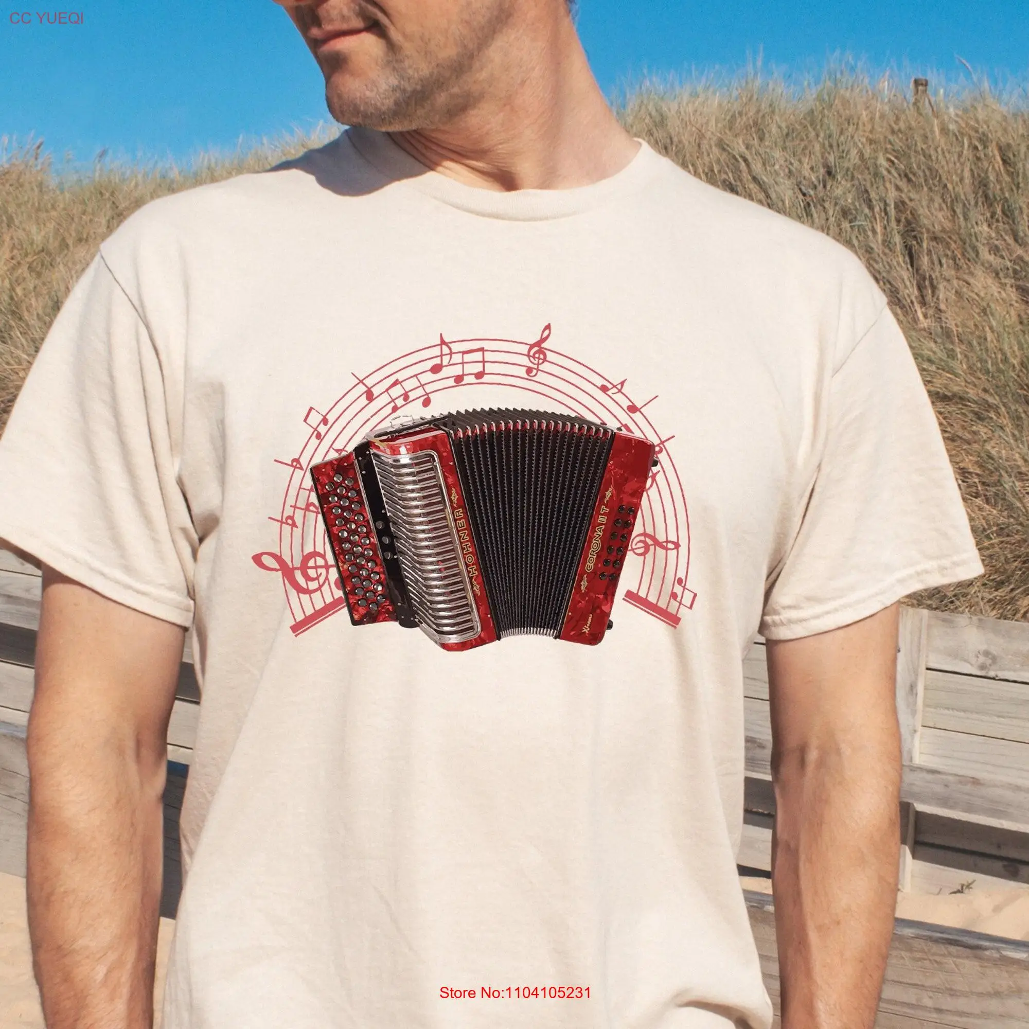 Vintage Retro Accordion T Shirt accordionisT lover musician tee For Her Him Music long or short sleeves