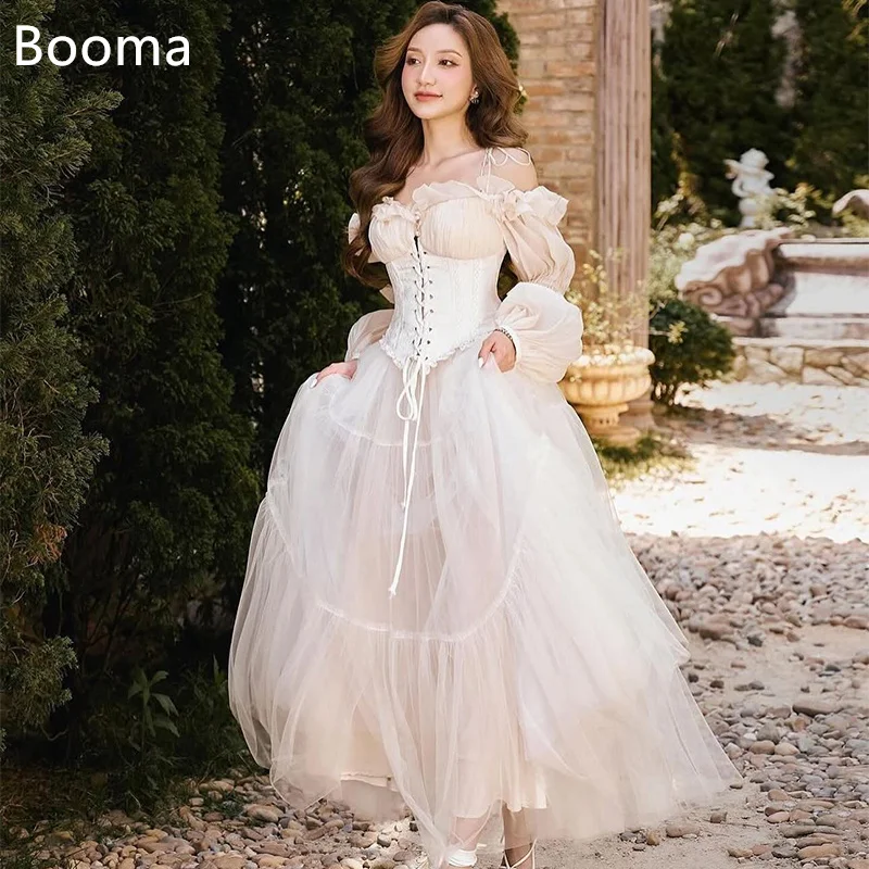 

Booma A-Line Wedding Dresses Long Floor-Length Off The Shoulder Pleat Simple Elegant Brides Gown Custom Made 2025