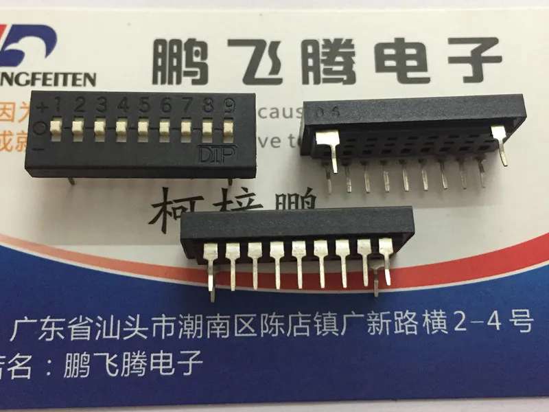 1 Buah Taiwan Yuanda DIP TDS-09 Sakelar Kode Dial Tiga Negara 9-Bit In-Line 2.54 Pitch 3-Gear Key Dial Switch 9P