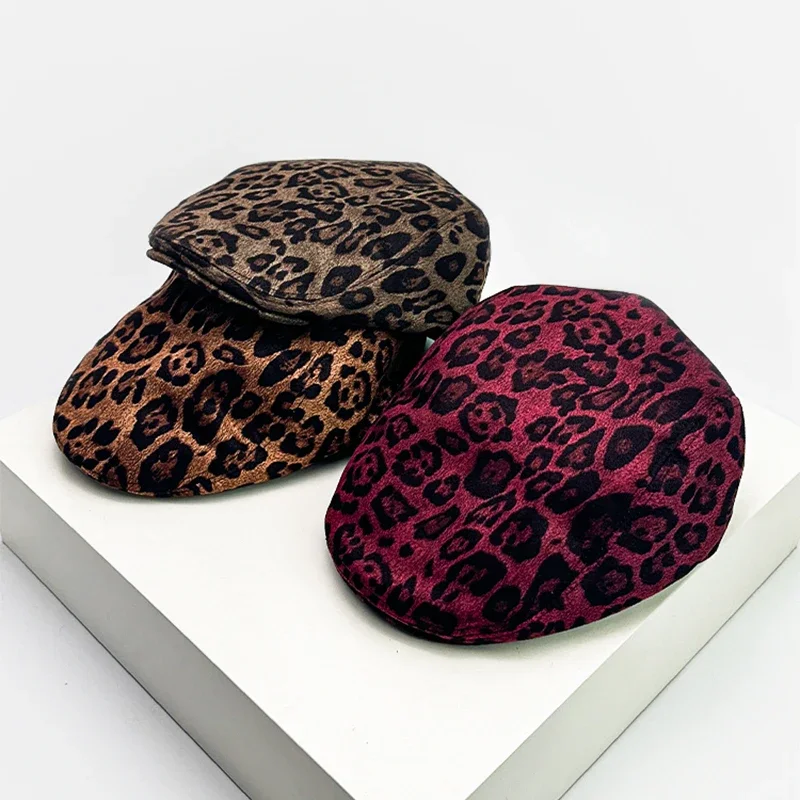 New Women Y2K Retro Leopard Print Visors Hats Breathable Casual Sunshade Niche Peaked Caps Versatile Outdoor Fashion Street Ins