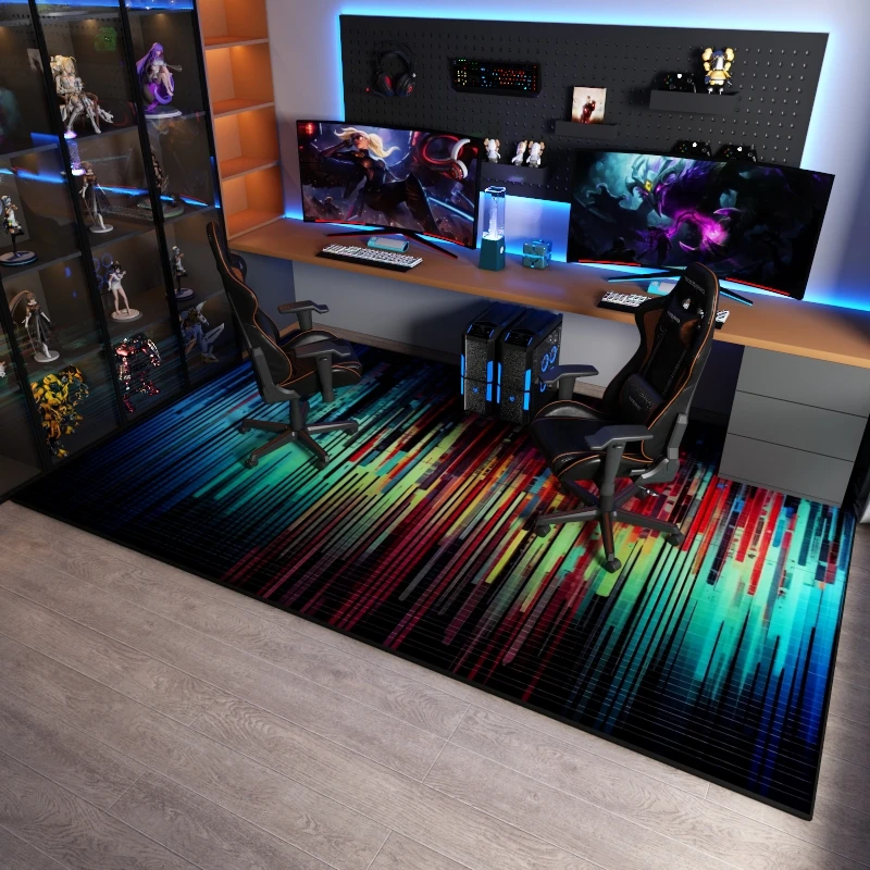 VIKAMA Computerstuhl-Bodenmatte, Gaming-Stuhl-Teppich, schalldichte Schlafzimmer-Bodenmatte, Cyberpunk-Fußmatte für die Spielkonsole der Spielkonsole