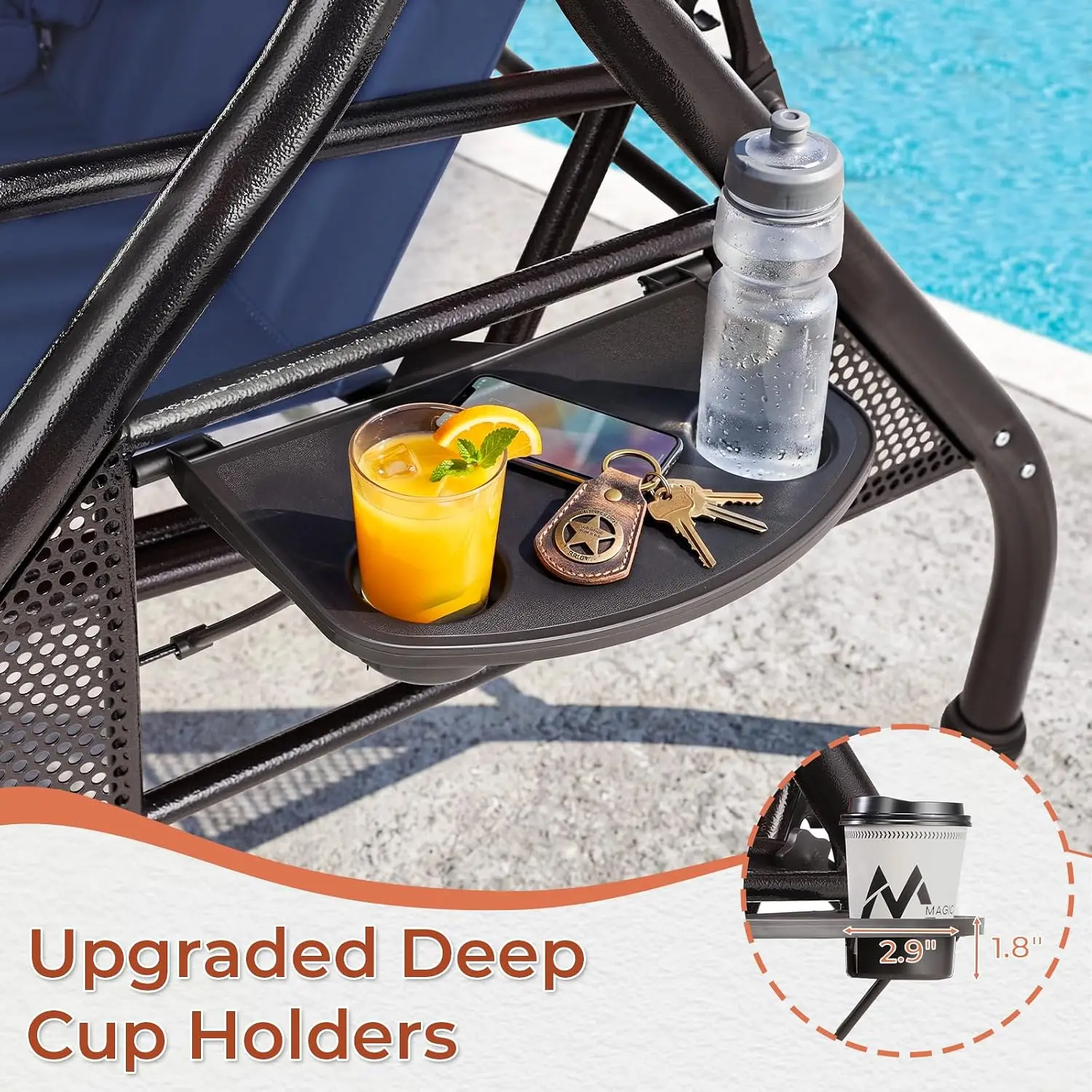 Outdoor Porch Swing with Adjustable Canopy & 2 Pillows, 800 lbs Capacity, Customized