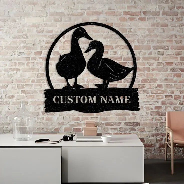 

1pc ducks cute funny Customized Name Metal Wall Signs Iron Wall Plaque For Home Decor Living Room Bedroom