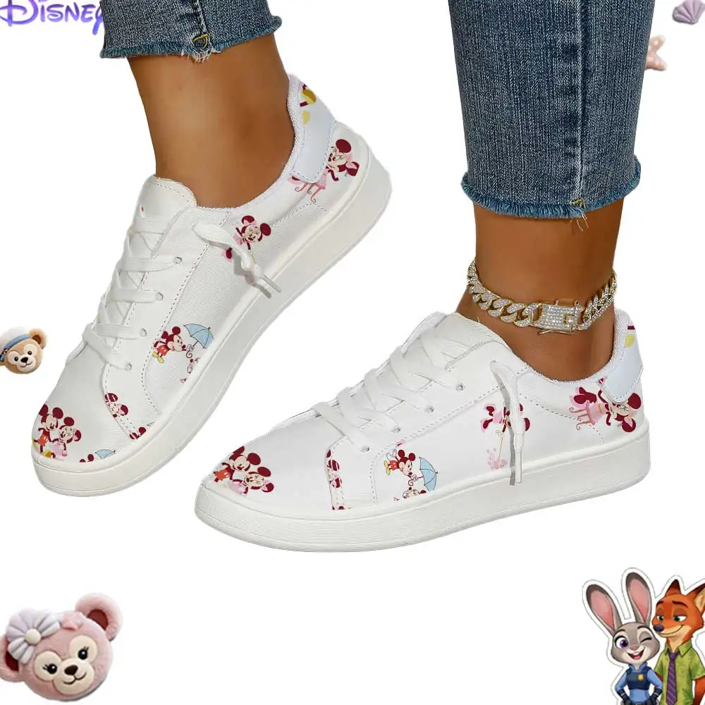 

Женские белые низкие кроссовки с принтом Disney Mickey & Minnie