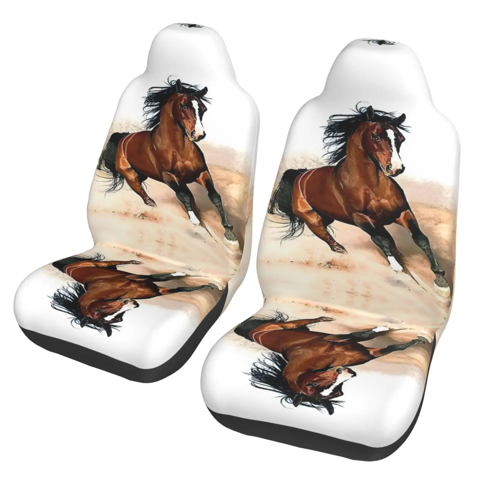 Galloping Horse Pattern  Car Seat Covers Front Seats 2 Pieces Cars Interior Protection Universal Fit for Trucks Vans SUV Sedans