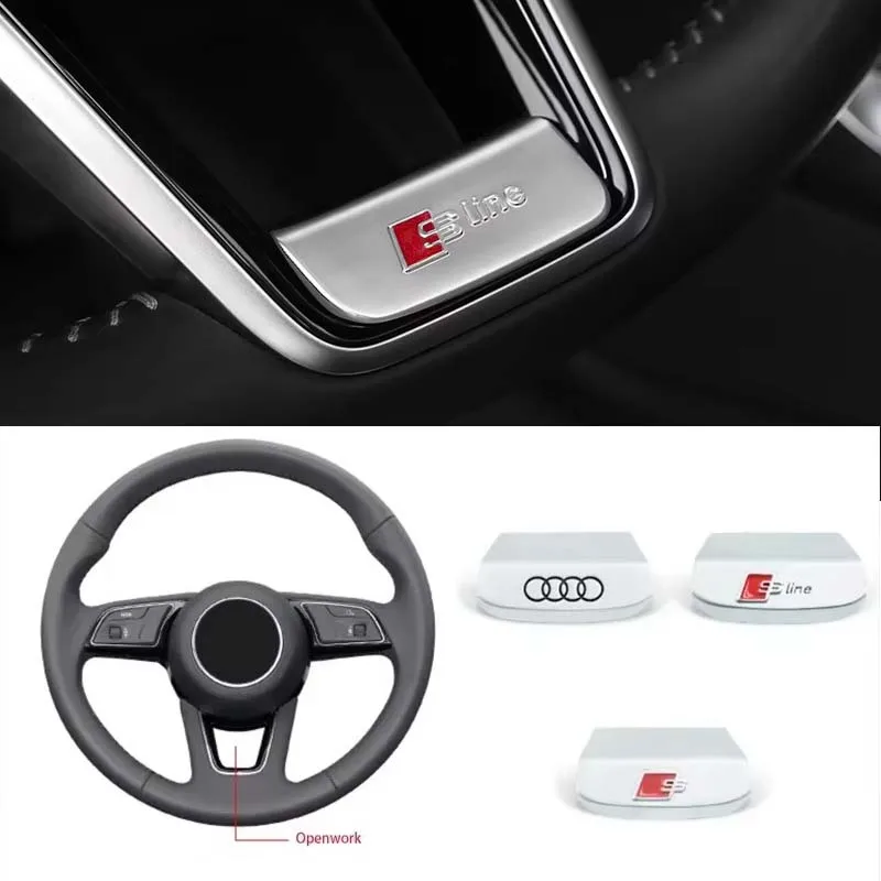 

3D Aluminum Alloy S Sline Logo Emblem Car Steering Wheel Sticker Interior Decals Accessories For Audi A3 A4 A5 A6 A7 Q5 Q7 Q2 Q3
