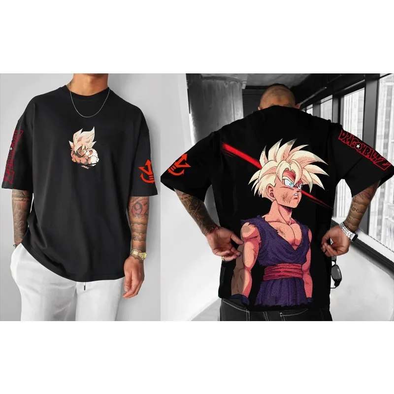 لعبة دراغون بول زد الصيف الرجال حجم كبير تي شيرت الشارع المتضخم الرسوم المتحركة طباعة العصرية تنوعا عادية الوالدين والطفل Harajuku