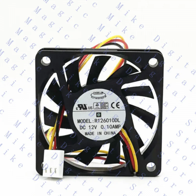 

UU 1PC 3-wire Ball Mute Fan R126010DL 12V 0.10A 6CM 6010
