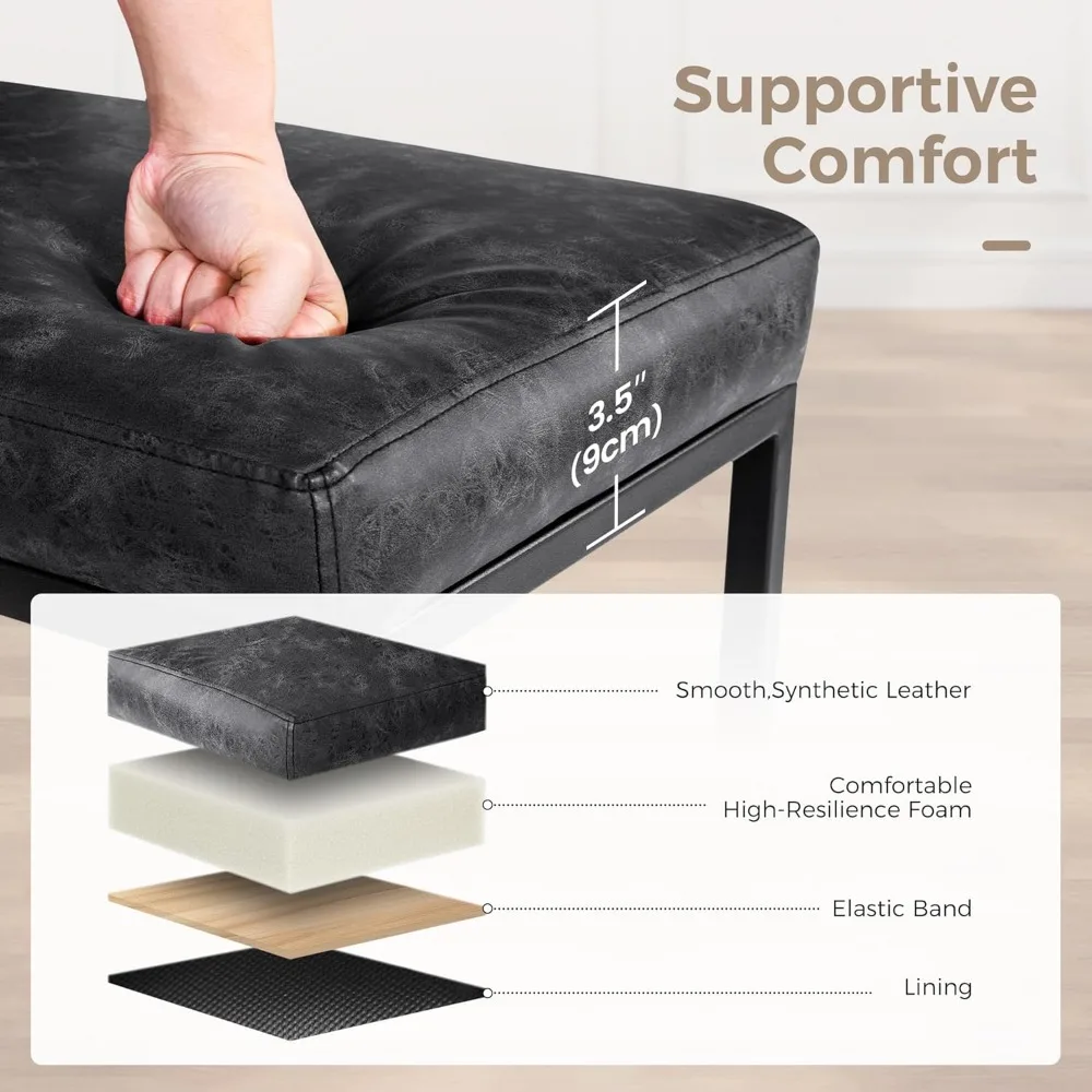 Set Kursi Bar 2 Buah |   Kursi Bar Tinggi untuk Meja Dapur |   Kursi Bar Hitam Modern dengan Rangka Logam & Kulit Imitasi